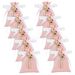 Rechteckige Polyester-Verpackungsbeutel mit Kordelzug, Geschenktüten mit bösem Blick und Satinband, rosa, 15x9.8x0.1 cm