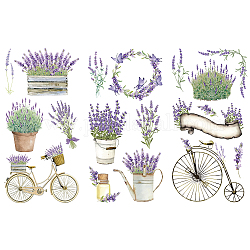 GLOBLELAND 3Pcs Lavender Theme Decor Transfers 6x12 inch Furniture Transfer Stickers Plants Wall Art Decals for Bedroom Living Room Desk Table Decoration