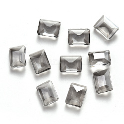 Прямоугольные прозрачные стеклянные кабошоны, ногтей декоративные аксессуары, граненые, светло-серый, 8x6x3.5 мм