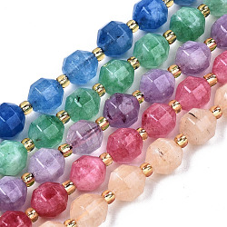 Hebras de perlas de dolomita natural, facetados, teñido, redondo, color mezclado, 8x8mm, agujero: 1.2 mm, aproximamente 33 pcs / cadena, 15.16 pulgada ~ 15.35 pulgadas (38.5 cm ~ 39 cm)