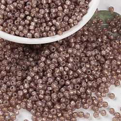 Perles rocailles miyuki rondes, Perles de rocaille japonais, 8/0, (rr641) bronze rose teinté albâtre argenté, 3mm, Trou: 1mm, environ 422~455 pcs/10 g