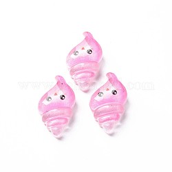 Transparent Epoxy Resin Cabochons, with Glitter Powder, Shell, Pearl Pink, 23.5x14.5x8mm