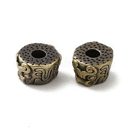 Латунные бусины в тибетском стиле, долговечный, колонка, щеткой античная бронза, 7.5x4.5~5 мм, отверстие : 2.5 мм