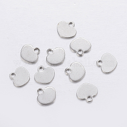 304 Stainless Steel Pendants, Chain Extender Teardrop, Heart Charms, Stainless Steel Color, 5.5x6x0.5mm, Hole: 1mm