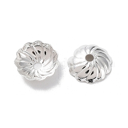 Messing Perle Kappen & Kegel Perlen, cadmiumfrei und bleifrei, Blume, 925 Sterling versilbert, 7x7x2 mm, Bohrung: 1.2 mm