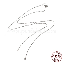Piezas de collar de cadenas tipo cable de plata de ley 925 chapadas en rodio, para hacer collares con nombres, con cierres de anillo de resorte y sello s925, Platino real plateado, 17-5/8 pulgada (44.8 cm)