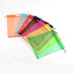 Bolsas de regalo de organza rectángulo, Joyas bolsas de embalaje dibujable, con envasado al vacío, color mezclado, 17x23 cm