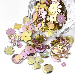 Ornament Accessories, PVC Plastic Paillette/Sequins Beads, Mixed Shapes, Dark Goldenrod, 4.5~11x4.5~12x0.4~1mm, Hole: 0.9~1.4mm