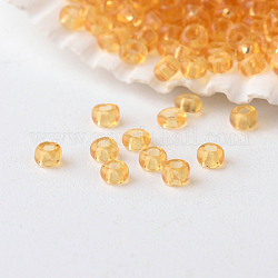 12/0 grado a cuentas redondas de semillas de vidrio, colores transparentes, naranja, 2x1.5mm, agujero: 0.5 mm, aproximamente 45000 unidades / libra