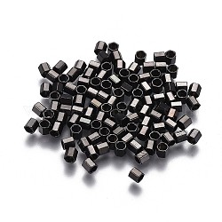 Intercalaire perles en 304 acier inoxydable, hexagone, électrophorèse noir, 2x2x2mm, Trou: 1.4mm