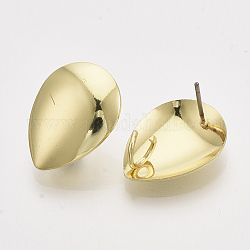 Risultati di orecchini in ferro, con perni e anello in acciaio, lacrima, oro chiaro, 19.5x14.5mm, Foro: 4.5 mm, ago :0.7mm