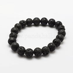 Natürliche Lava Rock runde Perlen Stretch Armbänder, 2 Zoll (50 mm), Perle: 4 mm, 42 Stk. / Strang