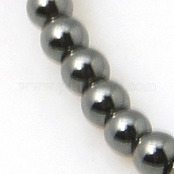 Chapelets de perles en hématite synthétique sans magnétiques, Grade a, ronde, noir, 2mm, Trou: 1mm, 15.7 pouce