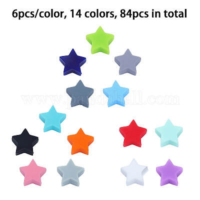 Wholesale CHGCRAFT 84Pcs 14 Colors Silicone Star Beads Mini Star Shape  Loose Bead Soft Colorful Spacer Beads for DIY Bracelet Necklace Jewelry  Making 