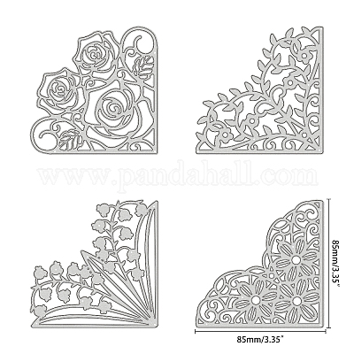 Wholesale GLOBLELAND 4Pcs Corner Lace Metal Cutting Dies Flower