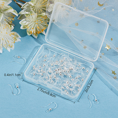 Wholesale SUNNYCLUE 1 Box 80Pcs Plastic Earring Hook French Earring Hooks  Ball Dot Silver Clear Safety Fish Hooks Earring Wires for Jewellery Making  Women Beginners DIY Dangle Earrings Crafts Supplies 