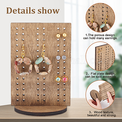 Stud and Dangle Earring Holder, Cork Wood Jewelry Organizer, Necklace Holder