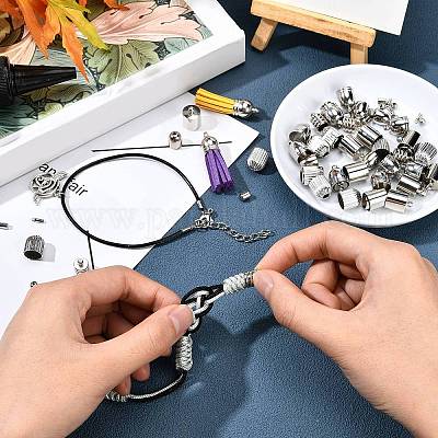 100pcs Stainless Over Cord Ends Fold Ends Leather Ribbon Ending