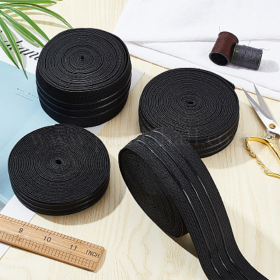 1 inch elastic for sewing, Elastic Band High Elasticity,2 Roll 11 Yard Knit  Elastic Bands for Sewing Waistband and Pants Waist,Wig Band (Black 