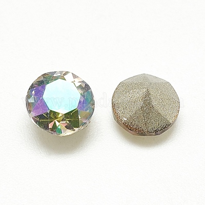 Cabochons en verre avec strass de dos avec point&nbsp;RGLA-T110-6mm-001GL-1