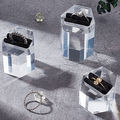 3PCS Transparent Acrylic Blocks Jewelry Showcase Display Holder Jewelry  Stand