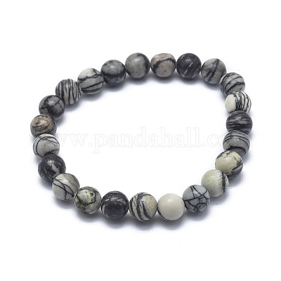 Armbänder aus natürlichem Netzsteinperlenstretch&nbsp;BJEW-K212-A-021-1