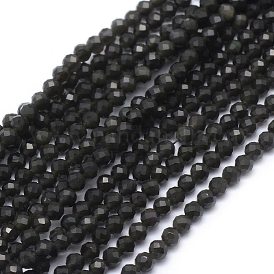 Natürlicher Obsidian-Perlenstrang&nbsp;X-G-E411-33-4mm-1