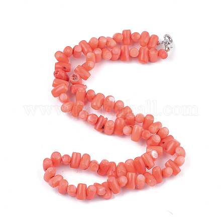 Sea Bamboo Coral(Imitation Coral) Beaded Necklaces NJEW-S414-47-1