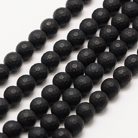 Frosted Natural Black Agate Bead Strands G-A131-10mm-02-1