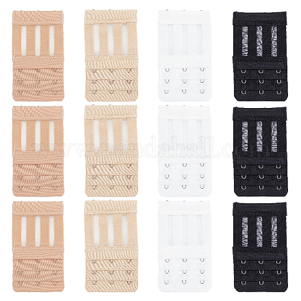 Benecreat 12 pièces 4 couleurs microfibre 3 rangées x 3 crochets rallonges de soutien-gorge pour sous-vêtements FIND-BC0004-94-1