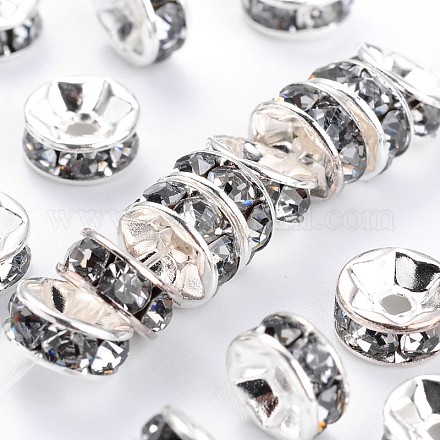 Grado de latón un Diamante de imitación entrepieza de abalorios RSB037NF-03-1