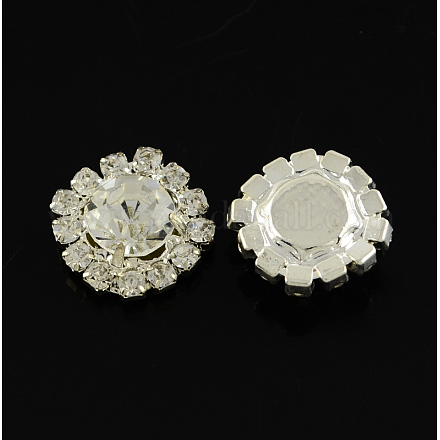 Lucente accessori di abbigliamento qualità fiore in ottone a cabochon strass RB-S022-02-1