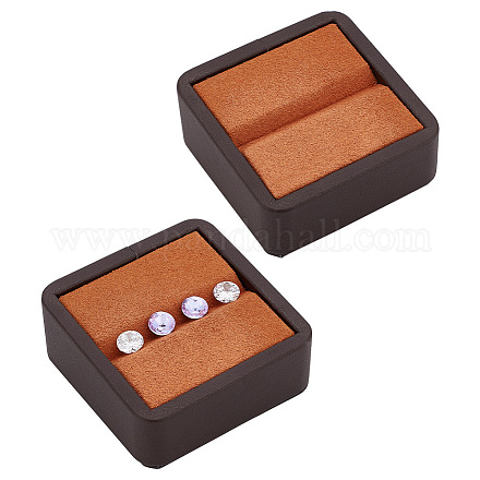 BENECREAT 2 Pack Gemstone Display Box PU Leather Diamond Display Case Chocolate Jewelry Holder with Groove for Gems ODIS-WH0038-23A-1