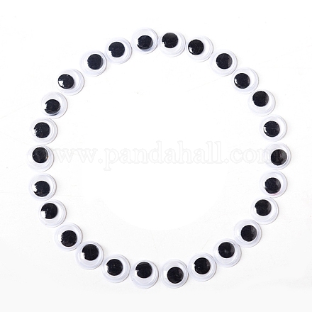 In bianco e nero in plastica Wiggle occhi finti cabochon DOLL-PW0001-077F-1