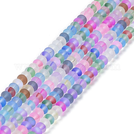 Frosted Transparent Glass Beads Strands FGLA-M002-01C-1