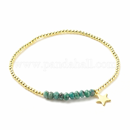 Natural Malaysia Jade(Dyed) Round Beaded Stretch Bracelet with 304 Stainless Steel Star Charms BJEW-JB08059-04-1