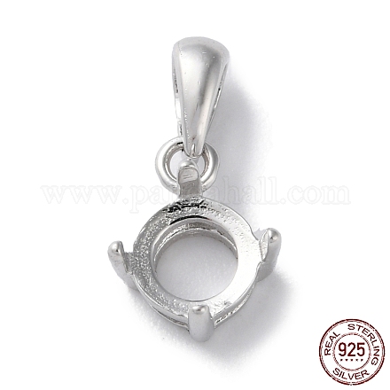 Rhodium Plated Rack Plating 925 Sterling Silver Pendants Cabochon Settings STER-NH0001-47P-1