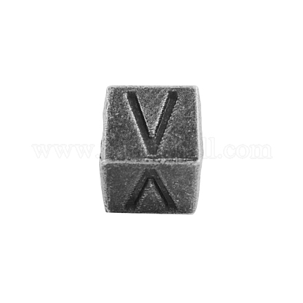 Antique Silver Plated Initial Letter Alloy European Beads TIBEB-Q054-53AS-NR-1