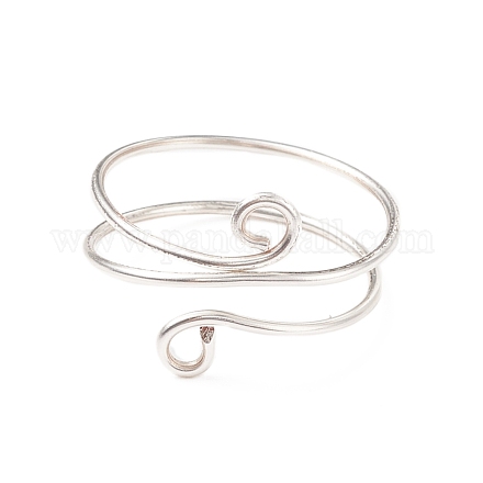 Anillo de puño de doble línea con envoltura de alambre de latón para mujer RJEW-JR00505-01-1