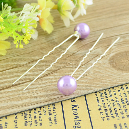 Lady's Hair Accessories Silver Color Iron Ball Hair Forks PHAR-S178-09-1