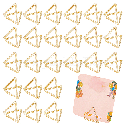 OLYCRAFT 36pcs Mini Place Card Holders Cute Table Card Holders Triangle Shape Wedding Table Number Holders Golden Photo Holder Pictures Stand Clips for Place Cards Weddings Anniversary Party AJEW-OC0001-70G-1