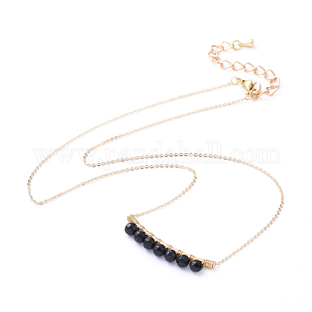 Faceted Natural Black Agate Pendant Necklaces NJEW-JN02791-01-1