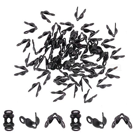 UNICRAFTALE About 50Pcs 304 Stainless Steel Bead Tips Calotte Ends Hole 1mm Electrophoresis Black Clamshell Knot Covers Metal Open Clamp Knot Tips End Findings for Jewlery Making 5x2.5mm STAS-UN0038-02-1