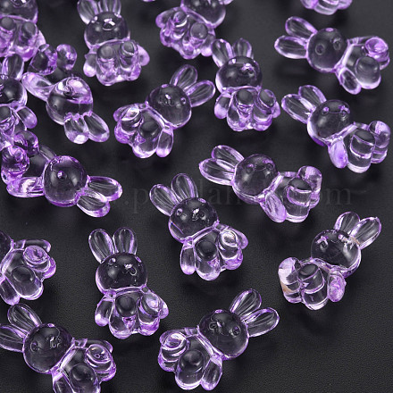 透明なアクリルビーズ  兎  青紫色  24.5x14.5x11mm  穴：2.5mm  約300個/500g MACR-S373-81-B05-1