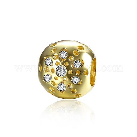 Ronds creux 925 en argent sterling zircone cubique perles européennes STER-BB15826-1