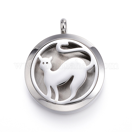 316 Surgical Stainless Steel Kitten Diffuser Locket Pendants STAS-P102-013A-1