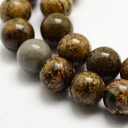 Natural Dendritic Jasper Beads Strands X-G-E382-07-8mm-1