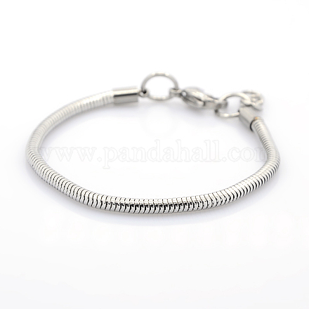 304 Stainless Steel European Style Round Snake Chains Bracelets STAS-J015-01-1