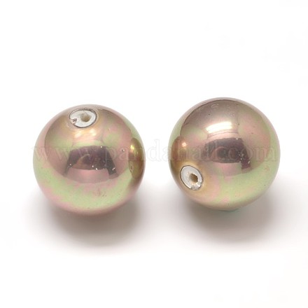 Half Drilled Round Shell Pearl Beads BSHE-M002-14mm-23-1