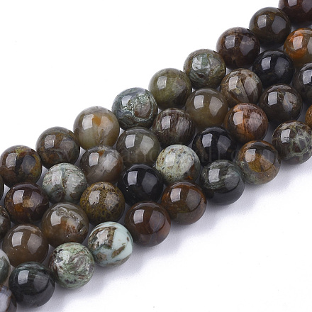 Chapelets de perles en serpentine naturelle G-S333-10mm-015-1